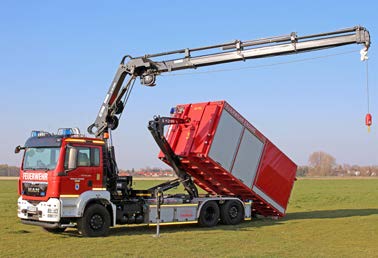 Wechselladerfahrzeug mit Kran