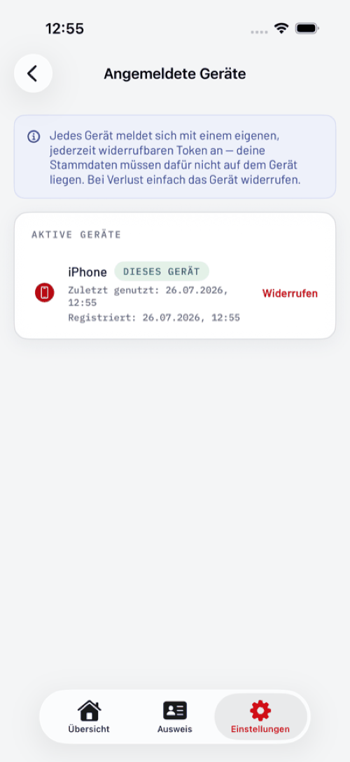 Angemeldete Geräte verwalten